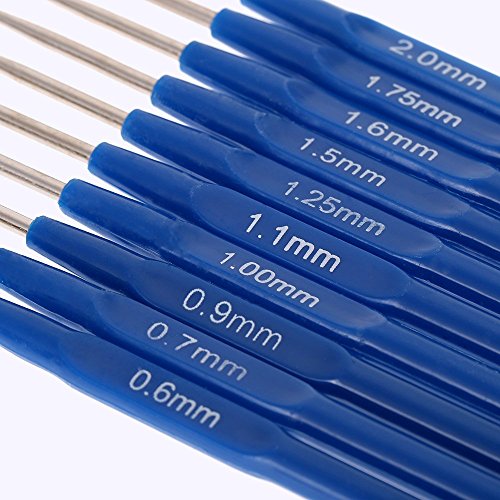 10pcs Metall Stricknadeln Haekelnadeln Ausstattungen mit ergonomische Griffe 0.6-2.0mm - 4