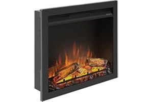 Caminetto elettrico & Kit di installazione TAGU PowerFlame con riscaldatore, termostato digitale, timer settimanale ed effetto fiamma LED