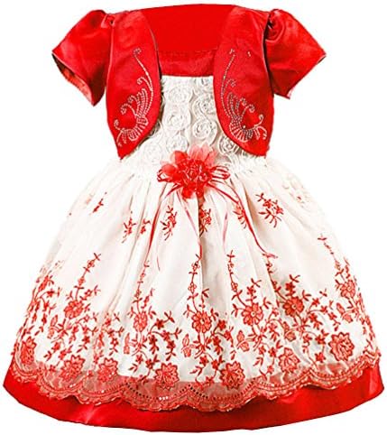 PJPYIF Kids Girls Flowers Short Sleeve Dress 18-24 Months Red