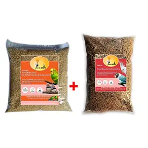 Parrots Wizard Small Size Kangni Seed Bird Food 950 GM + Love Bird Breeding Diet Mix Seeds 900 GM