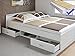 Produktbild Jugendbett, Bett 140x200 cm weiss + Lattenrost + Matratze + Bettkasten Singlebett Kinderbett Leader 3.1