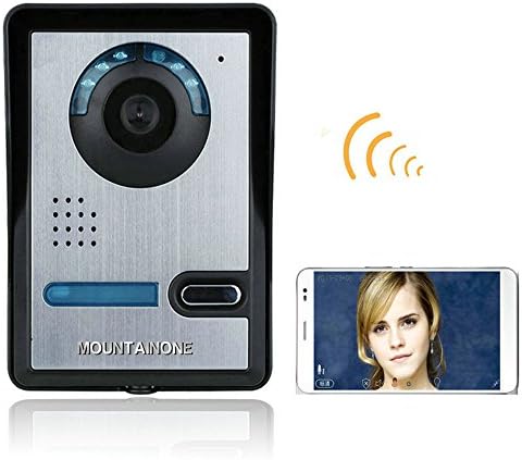 MOUNTAINONE Wireless WIFI Video Door Phone Indoor Monitor Clear Night Vision Waterproof Outdoor Camera with Rain Cover Intercom System HD 720P Doorbell + support P2P Android/iOS APP Snapshot Unlock