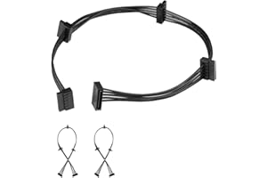 J&D (2 sztuki) 15-pinowy kabel przedłużający SATA na 4 SATA, żeński na męski, 50,8 cm