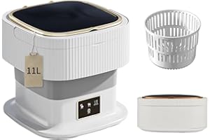 LMAZG Portable washing machine,11L upgraded large capacity Mini Washer-40W High Power foldable Washer, Deep cleaning of underwear and other small clothes, Hanging drain pipes are more convenient. (grey)