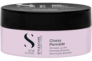 Alfaparf Milano | Semi di Lino | Style&Care | Glossy Pomade - Pomata in cera a tenuta forte, per un finish extra lucido, Tenuta forte, per tutti i tipi di capelli, 90 ml