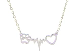 Only faith Collar de gatos para mujer Acero Inoxidable huellas patas mascota. Con caja de regalo. Regalo para amantes de mascotas Perro y Gatos