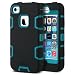 Produktbild ULAK iPhone 4s Hülle, iPhone 4s Case 3in1 Stoßfest Hybrid High Impact Hart PC und Weiche Silikon Schutzhülle Tasche Case Cover für Apple iPhone 4s iPhone 4(Schwarz+Blau)