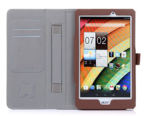 Leichtgewichtler Leder Tasche Hülle Schutzhülle Case für Der neue Acer Iconia Tab 8.0″ A1-840 FHD 8″ Zoll Tablet Pc + Displayschutzfolie + Stylus Pen (Braun) - 4