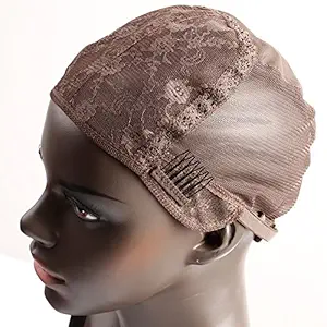 Small Size, Brown: Bella Hair Glueless Wig Caps For Making Wigs With Combs And Adjustable Straps Swiss Lace Brown Small Size
