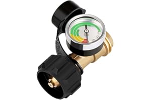 MIOYOOW Jauge de Réservoir de Propane, Indicateur de Niveaux de Propane, Manomètre de Gaz POL à QCC1 avec 3 Échelles de Température, Manomètre de Bouteille pour Bouteille de 5 à 100 Lb, Barbecue, Camping