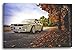 Produktbild Autobilder Lancia Delta weiß in Herbstlandschaft, 60x40 cm, Leinwand auf Keilrahmen gespannt und fertig zum Aufhängen