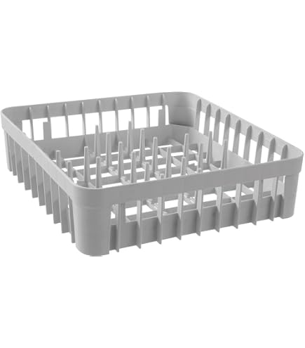 Multi-Purpose Commercial Dishwasher Basket (500mm) With Glass Recliner, Cutlery Basket And Plate Insert. Removable Accessories For Washing Glassware, Plates And Cutlery, Gray, 500x500x180mm