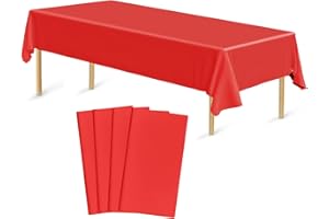 Bouiexye 4 Stück Einweg Tischdecken 137 x 274 cm Tischdecke aus Kunststoff Rot Rechteckige Tischabdeckung Gartentischdecke für Gastronomie Party Hochzeiten Grillen Picknick