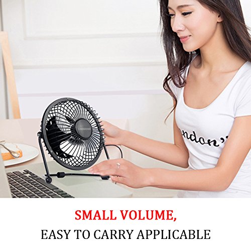Mini Ventilator mit USB, Ubegood Mini USB Ventilator desktop Lüfter Mini Fan [360 ° frei einstellbar] Metall USB Ventilator mit An/Aus-Schalter für Die Laptop, Netbook, Computer, mobile power etc – Schwarz - 7