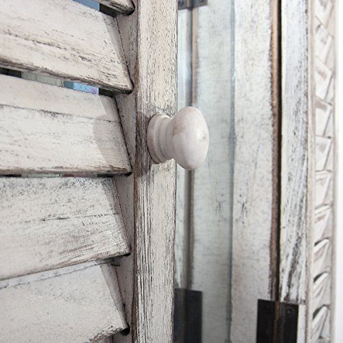 Wandspiegel Spiegelfenster mit Fensterläden 53x42x5cm ~ weiß shabby - 6