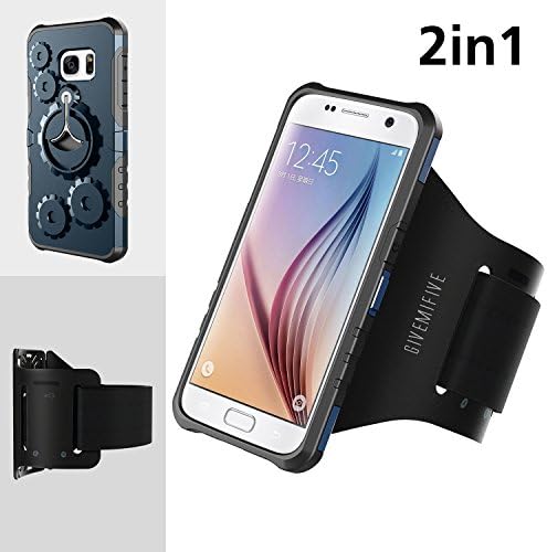 Sport Armband Multifunctional Protection Mobile Phone Case GIVEMIFIVE Easy Plug-in Armband Armor Wheel Gear Case Kickstand for Exercise Running Jogging Arm Girth with Elastic and Breathable Strap with Key Layer for Samsung Galaxy S7edge(Navy Blue)