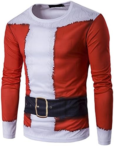 Christmas Blouse Mens Sweatshirt, DoraMe Autumn Winter Xmas Christmas Printing Tops (S, Red)