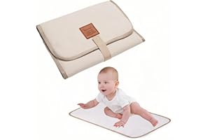 SDXCJY Baby Changing Mat, 1 Pcs Portable Changing Mat,Waterproof and Soft BabyPortable,Diaper with Magic Stickers,Suitable for Outdoor Activities and Tourism (Beige)