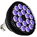 Produktbild KINGBO 36W LED Blacklight Bulb E27 PAR38 with 18x2W UV 395nm LEDs for Home Party, Stage Lighting, Fishing Aquarium, Metallic Black DJ Blacklights Ultraviolet Bulb Christmas Decorations Gift for Party