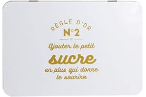 udc CMP, Boite a Sucre 20x13x7cm Couleur Blanche Règle d'or N°2: "Ajouter Le Petit Sucre en Plus Qui Donne Le Sourire