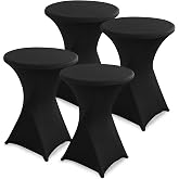 hicoosee Set of 4 Stretch Covers for Round Bar Tables, Diameter 80-85 cm, Round Elastic Lycra Table Cover for High Table, Rou