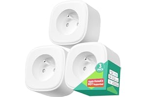 meross Prise Connectée (FR), 16A Prise WiFi Compatible avec Alexa, Google Home, Lot de 3 Prises Intelligentes avec Suivi de Consommation, Commande Vocale, Contrôle à Distance et Fonction de Temps