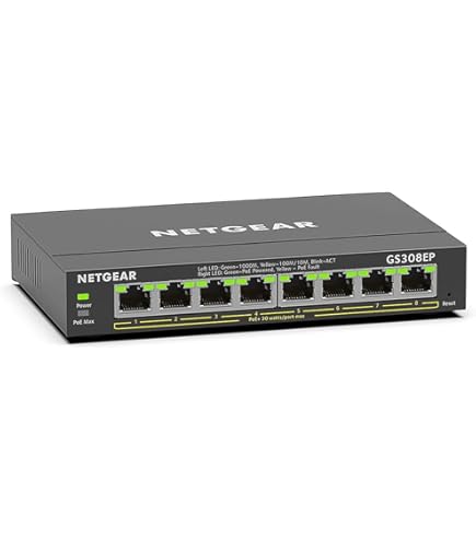 NETGEAR (GS108PE) Switch Ethernet PoE 8 Ports RJ45 Gigabit (10/100