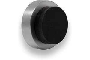 EVI Herrajes | Door Stop | 0.94" x 0.55" | Adhesive or Screw Installation | Matte Finish (Stainless Steel) | Black Natural Silicone Rubber | Mod. I-205/24