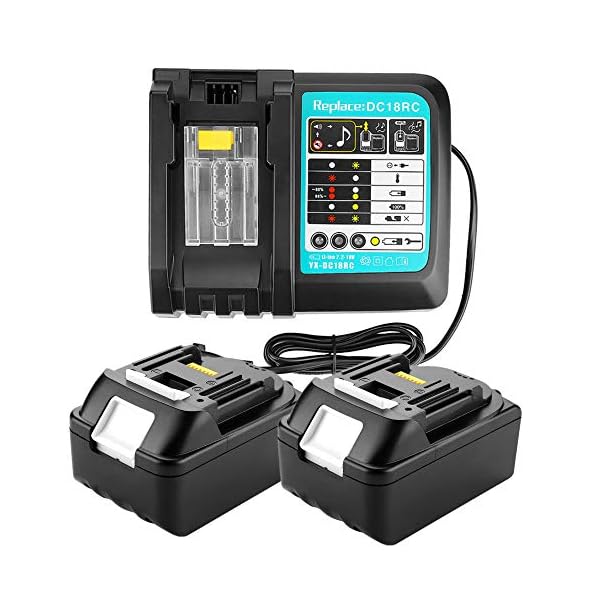 2 x 18V 5.0Ah BL1850 akku mit 3A-Ladegerät Ersatz für Makita Bohrhammer DHR202Z DTM51Z Schlagschrauber DTD152Z Baustellenradio DMR110
