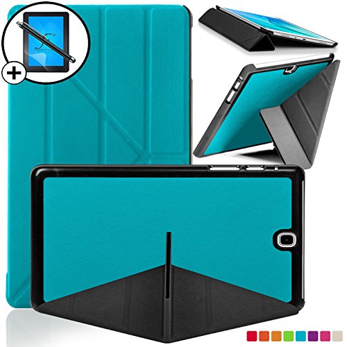 Forefront Cases® Neue Origami Leder Hülle / Tasche / Case / Cover für Samsung Galaxy Tab A 9.7 SM-T550 (Mai 2015) - Rundum-Geräteschutz und intelligente Auto-Sleep-Wake-Funktion mit 3-JAHRES-GARANTIE VON FOREFRONT CASES - inkl. Eingabestift und Displayschutz
