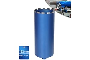 XIIW Couronne de forage diamantée pour carotteuses avec turbo de 10 mm d'épaisseur, L 460 mm | Ø 162 mm | 1 ¼" UNC | Couronne de forage à sec et humide Soudée au laser pour béton, granit et maçonnerie