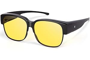 Bircenpro Night Vision Glasses for Driving - Fit Over Glasses Anti Glare Wear Over Glasses for Men Women