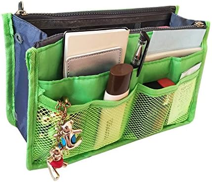 Portable Waterproof 13 Pockets bag in bag Multifunction Cosmetic Handle Pouch Bag Travel Organizer Storage Package(Green)