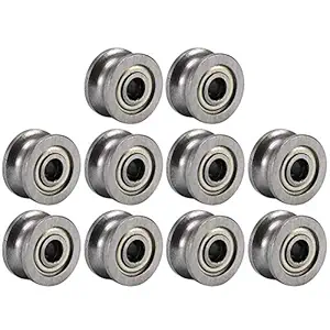 U Groove Bearing, 10pcs U624ZZ Carbon Steel U Ball Bearing 4x13x7mm 1.8mm Deep Guide Pulley for Rail Track Linear Motion System