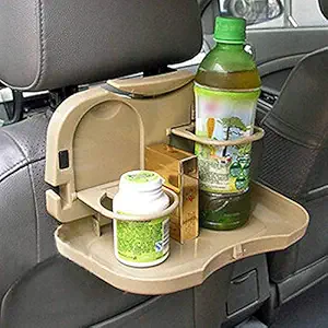 Holy Delight New Folding Auto Car Seat Back Drink Table Food Tray Cup Stand Desk Holder Drinks Holder/Mini Car Backseat Food Tray with Bottle Cup Holder 1 Pcs