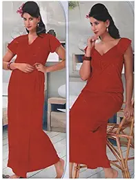 Indiatrendzs Women's Satin Nighty Hot Red 2 Piece Set