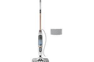 ‎SHARK Shark SteamSpot mit Steam Blaster-Technologie für Hartböden, Leichter Dampfreiniger, chemiefreie Reinigung, Abnehmbarer Wassertank, 2 waschbare Dirt Grip Soft-Scrub-Pads, White & Poly Copper S2001EU