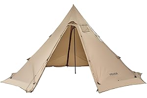 VEVOR Tente Chaude Tipi pour 4-6 Personnes, Tente d'hiver Portable avec Trou de Poêle, Toile Imperméable Revêtement PU2500 mm, Abri Léger 4 Saisons, pour Camping, Randonnée, Pêche, Chasse, Taille L