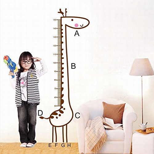 WONZOM Brown Giraffe Height Measure Chart Vinyl Removable Home Decor Kids Child Room Nursery Door DIY Wall Poster Stickers Decal Mural