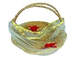 Fully Decorative Baskets for Home Gift Item Anniversary Ring Ceremony and Bangle Ceremony Use Net Baskets Golden 50 Gram Pack of 1