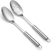 ReaNea - Stainless Steel Kitchen Spoons Set with Solid Slots, Kitchen Utensil Set, Mixing, Serving, Stirring Large Spoons, Gi