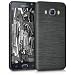 Produktbild kwmobile Hülle für Samsung Galaxy J5 (2016) DUOS - TPU Silikon Backcover Case Handy Schutzhülle - Cover Brushed Aluminium Design Anthrazit Transparent
