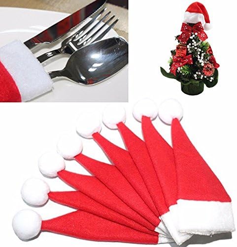 Christmas Decorations Tableware Place Ornaments - FeGooood Hot Sale 10pcs/lot Christmas Mini Santa Claus Hat Party Table Knifes Folks Decoration For Home Christmas Decoration