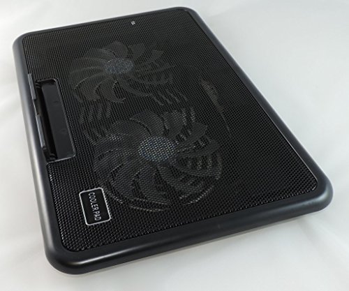 LS Premium Notebook Kühler LS-M2 | Laptop Cooling Pad Ständer| 2x Lüfter / 140mm Fan | mit 2 x USB HUB und blaue LED | 10″-15″ Zoll - 5