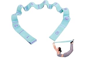 GIMIRO Yoga Belt Stretcher Elastic Resistance Bands with 8/9/10/11 Loops Pilates Straps Fascia Strength Training Body Stretching Ballet Dance Fitness