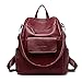 Produktbild Damen Echtes Leder Rucksäcke Frauen Reisetasche Rucksack,WineRed-OneSize