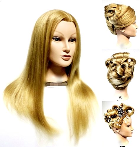 NEU - FP Übungskopf "Leana" 100 % Synth. Proteinhaar ca. 45 cm - blond + Tischhalter (Versand aus Deutschland!)