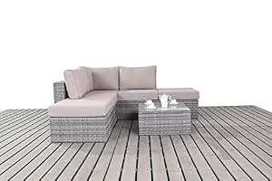Modern Small Rattan Garden Corner Sofa, 2 and 3 Seater Open Ended Garden Sofa With A Dual ...