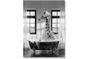 N/A/ poster Affiche Animal dans la baignoire affiche impression girafe chameau éléphant Panda bain toile peinture pépinière mur Art photos enfant chambre décor à la maison 30*40cm(12*16inches),Sans cadre
