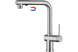 YardMonet kitchen Tap with 3 Function Pull Out Sprayer, Modern Stainless Steel Kitchen Sink Tap 360° Swivel, Single Level Handle Kitchen Mixer Tap with Magnetic Docking, Brushed Nickel